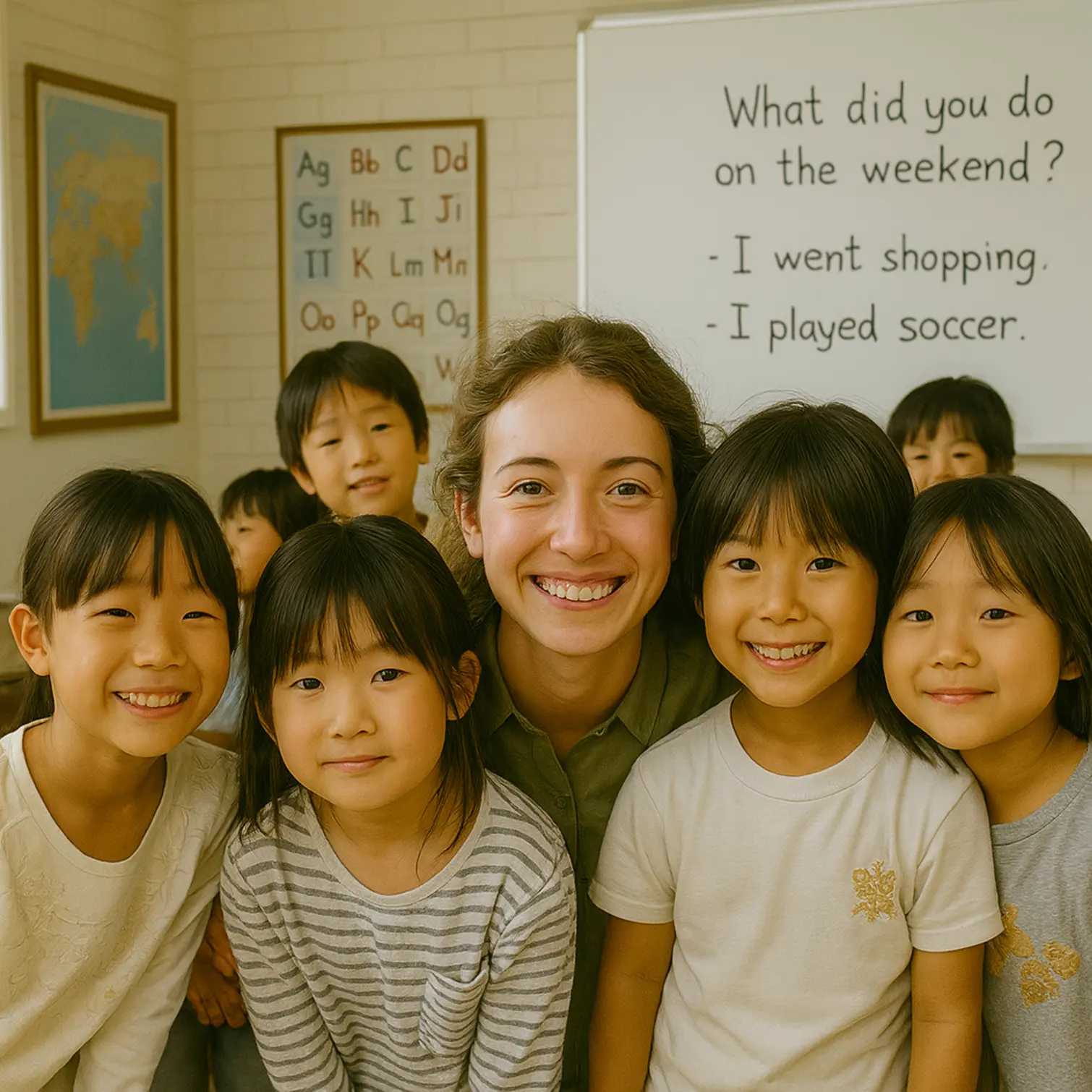 ハッピーなファミリー英会話生徒とネイティブ先生